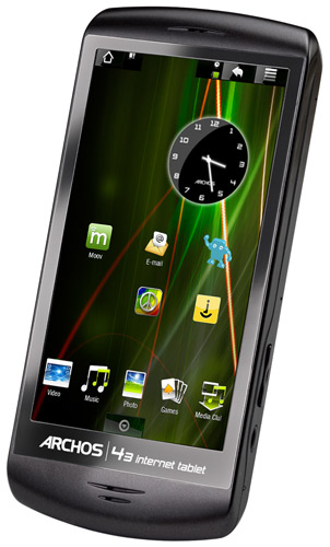 Archos 43 disponible en précommande L’Archos 43 est un PMP avec écran tactile de 4,3 pouces, tournant sous Android 2.2 et supportant la majorité des formats audio et vidéo (sous réserves de certains plugins). Il possède le Wifi et un port HDMI. Le modèle 16go est disponible en précommande chez Amazon au prix de 199,99€.